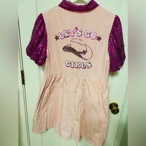 Peach Love California Pink Blouse with Purple Sequin Collar